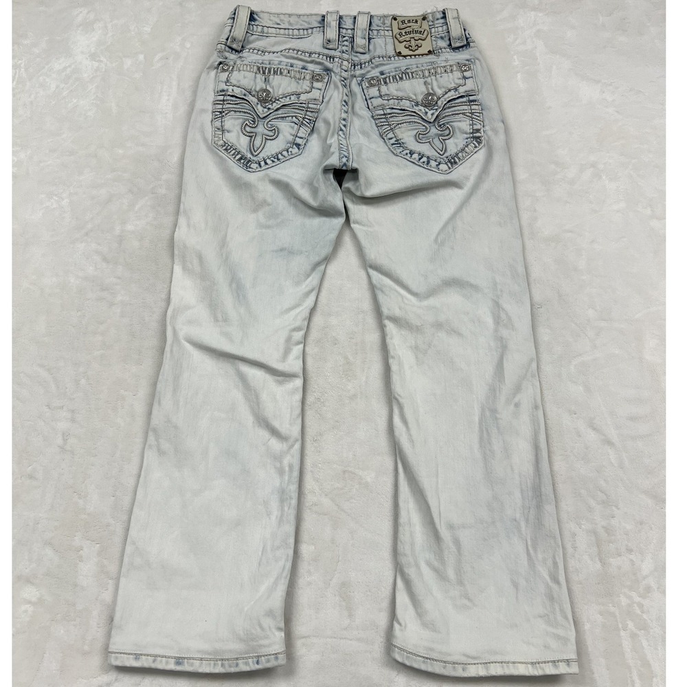 Rock Revival Jeans Mens 30 Light Wash Earny Straight Distressed E6517J5